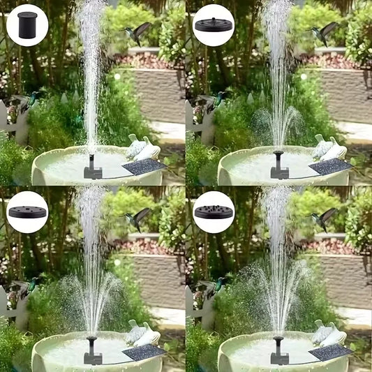 1.4W Solar Fountain Pump for Bird Baths Summer Solar Panel with 3m Long Cable and 8 Nozzle Attachments Garden Fountain
